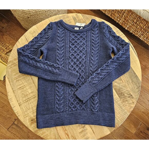 Gap Sweaters - Gap Cable Knit Fisherman Sweater Navy Blue Women's Size S NWT 100% Cotton Preppy